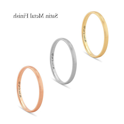 Ladies' 2.0mm Half-Round Engravable Wedding Band in Solid 10K White, Yellow or Rose Gold (1 Line)