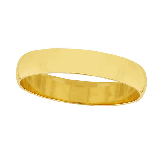 4.0mm Half-Round Engravable Wedding Band in Solid 10K White, Yellow or Rose Gold (1 Line)