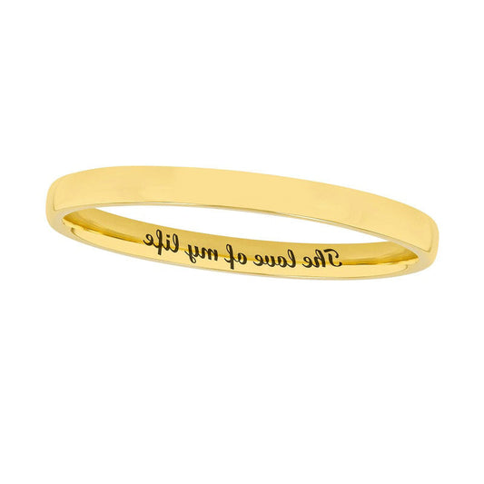 Ladies' 2.0mm Comfort-Fit Engravable Wedding Band in Solid 14K White, Yellow or Rose Gold (1 Line)