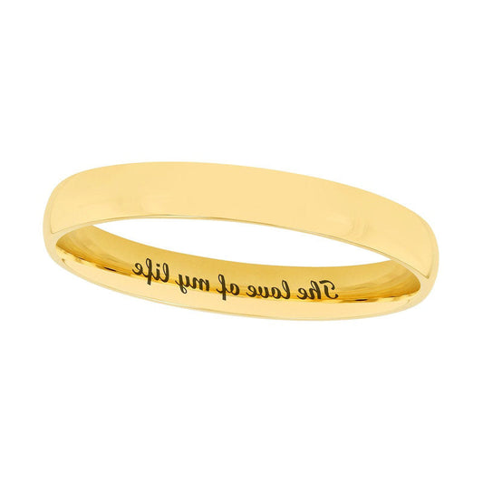 Ladies' 3.0mm Comfort-Fit Engravable Wedding Band in Solid 14K White, Yellow or Rose Gold (1 Line)