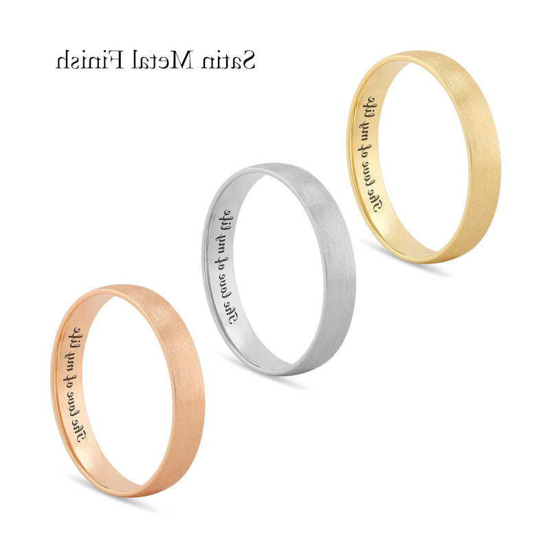 4.0mm Comfort-Fit Engravable Wedding Band in Solid 14K White, Yellow or Rose Gold (1 Line)