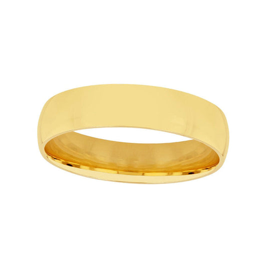 5.0mm Comfort-Fit Engravable Wedding Band in Solid 14K White, Yellow or Rose Gold (1 Line)