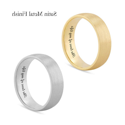 6.5mm Bevelled Edge Euro Comfort-Fit Engravable Wedding Band in Solid 14K White, Yellow or Rose Gold (1 Line)