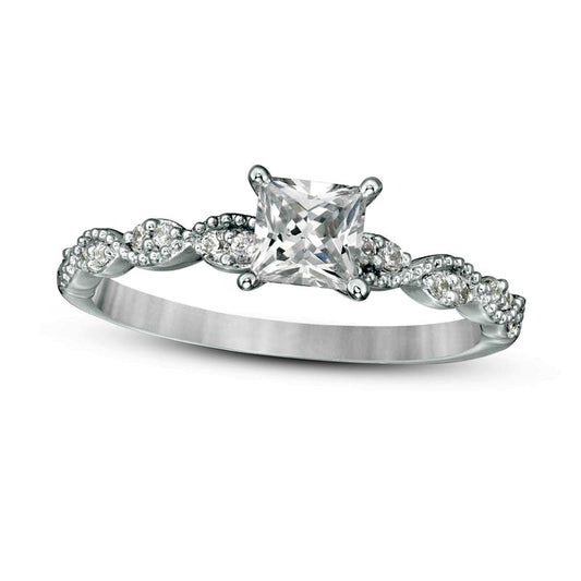 0.63 CT. T.W. Certified Princess-Cut Natural Diamond Engagement Ring in Solid 14K White Gold (I/SI2)