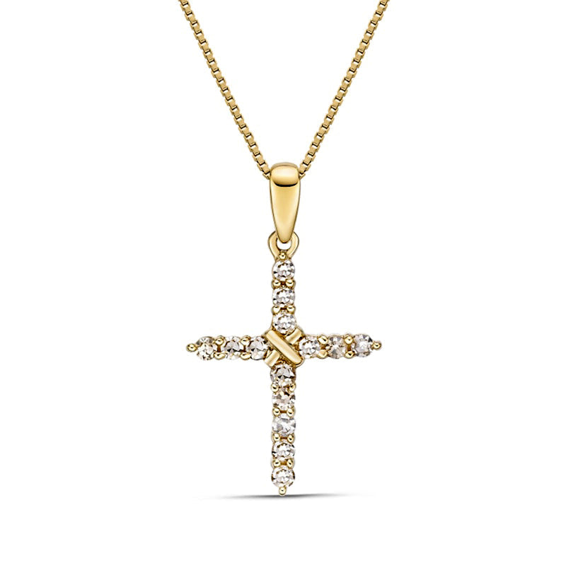 0.2 CT. T.W. Natural Diamond Cross Pendant in 10K Yellow Gold