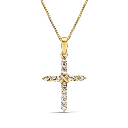 0.2 CT. T.W. Natural Diamond Cross Pendant in 10K Yellow Gold