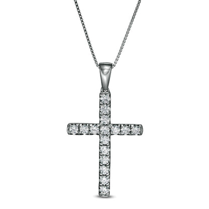 0.5 CT. T.W. Certified Lab-Created Diamond Cross Pendant in 14K White Gold (F/SI2)