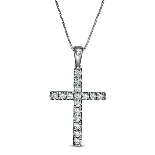 0.5 CT. T.W. Certified Lab-Created Diamond Cross Pendant in 14K White Gold (F/SI2)