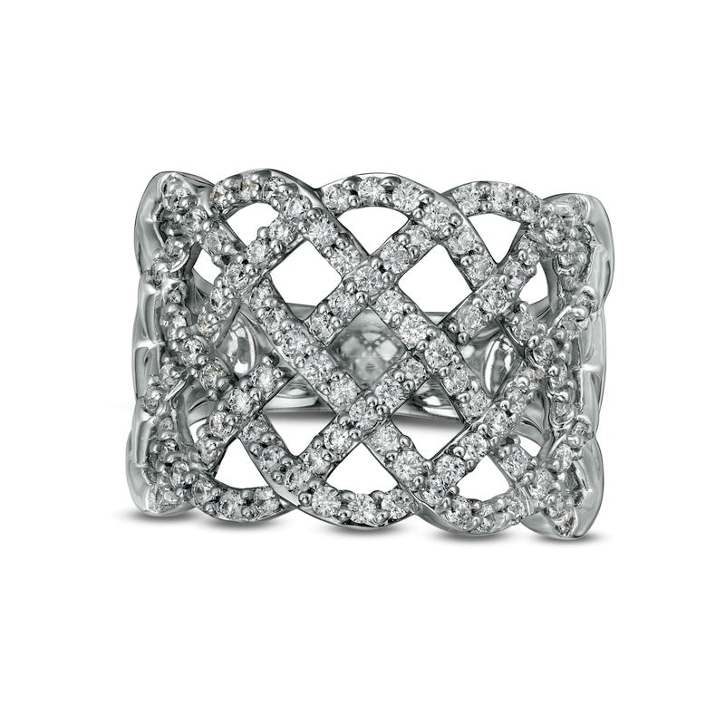 1.0 CT. T.W. Certified Lab-Created Diamond Lattice Ring in Solid 14K White Gold (F/SI2)