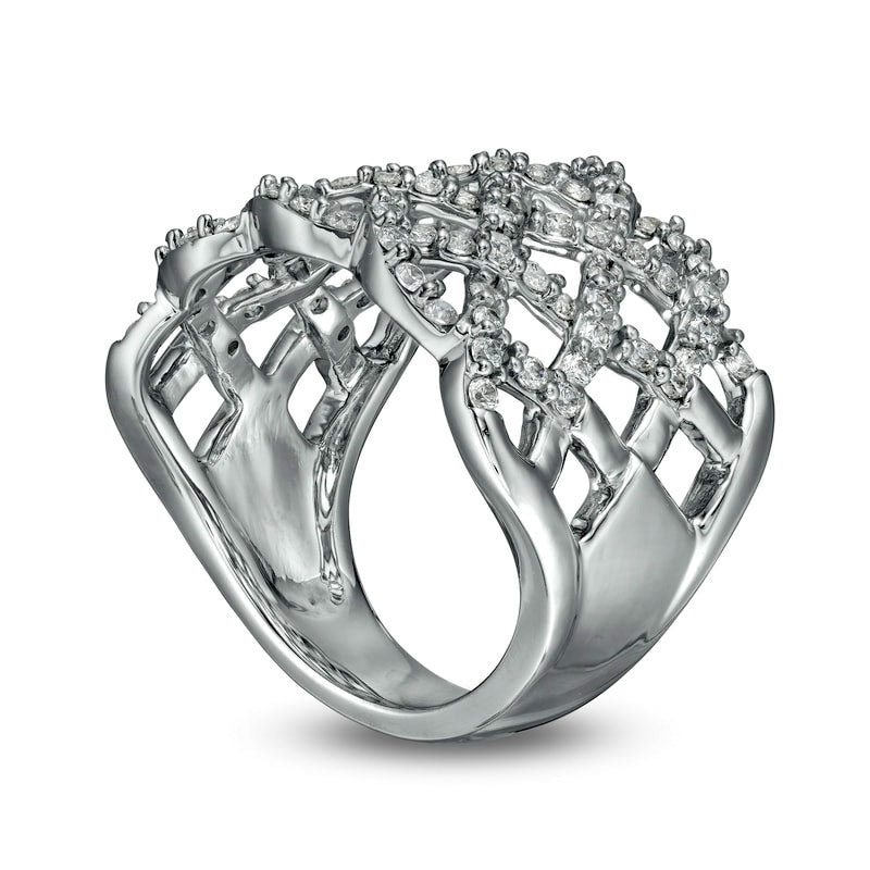 1.0 CT. T.W. Certified Lab-Created Diamond Lattice Ring in Solid 14K White Gold (F/SI2)