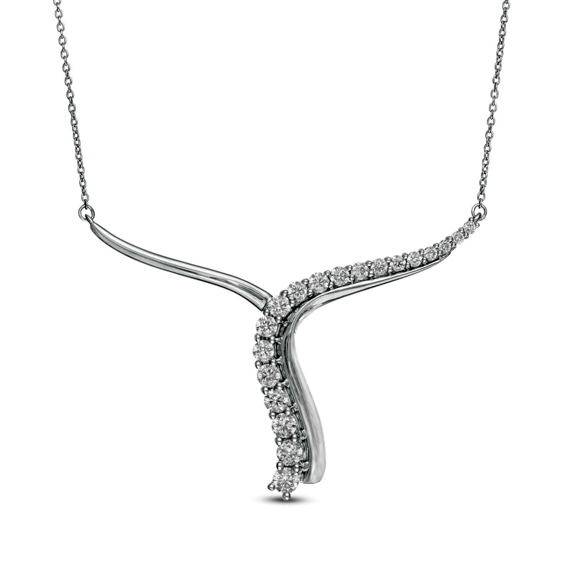 1 CT. T.W. Certified Lab-Created Diamond Abstract Y" Necklace in 14K White Gold (F/SI2)"