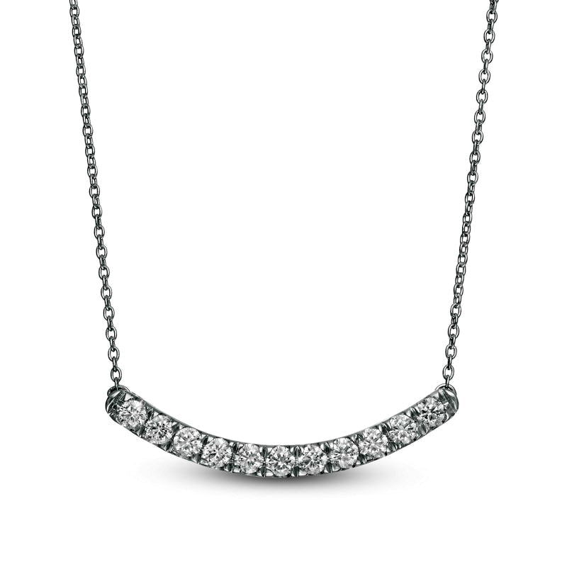 0.5 CT. T.W. Certified Lab-Created Diamond Curved Bar Necklace in 14K White Gold (F/SI2)