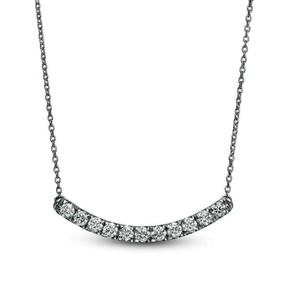 0.5 CT. T.W. Certified Lab-Created Diamond Curved Bar Necklace in 14K White Gold (F/SI2)