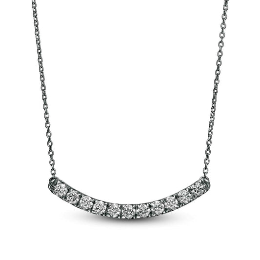 0.5 CT. T.W. Certified Lab-Created Diamond Curved Bar Necklace in 14K White Gold (F/SI2)