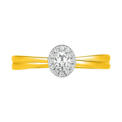 0.33 CT. T.W. Oval Natural Diamond Frame Bridal Engagement Ring Set in Solid 10K Yellow Gold
