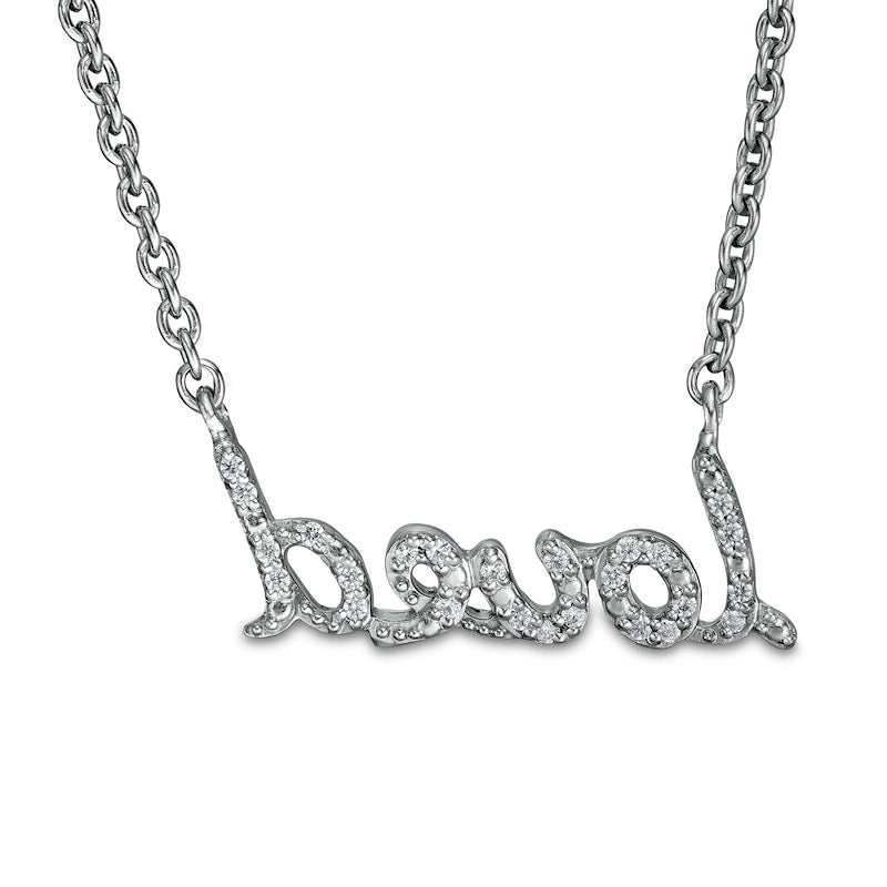 0.1 CT. T.W. Natural Diamond loved" Necklace in Sterling Silver"