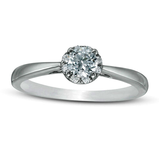 0.38 CT. T.W. Natural Diamond Frame with Tapered Shank Engagement Ring in Solid 10K White Gold