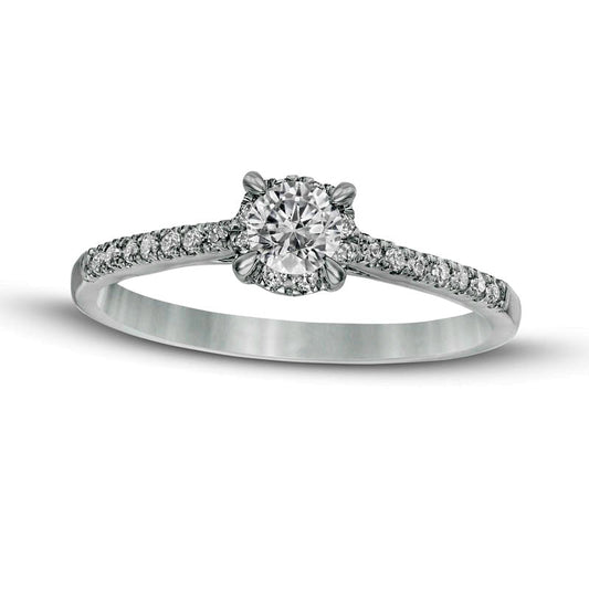 0.38 CT. T.W. Natural Diamond Hidden Frame Engagement Ring in Solid 10K White Gold