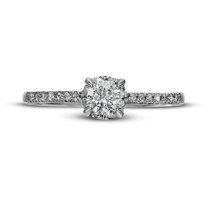 0.38 CT. T.W. Natural Diamond Hidden Frame Engagement Ring in Solid 10K White Gold