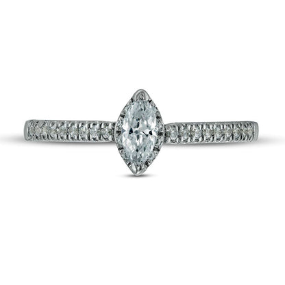0.38 CT. T.W. Marquise Natural Diamond Hidden Frame Engagement Ring in Solid 10K White Gold