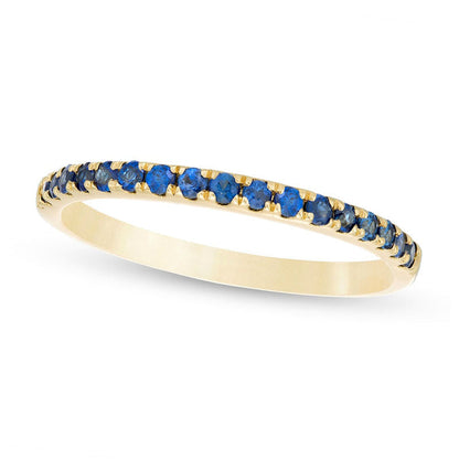 Blue Sapphire Petite Stackable Band in Solid 10K Yellow Gold