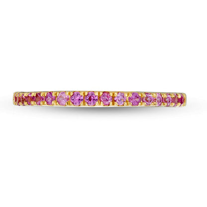 Pink Sapphire Petite Stackable Band in Solid 10K Yellow Gold