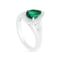 Pear-Shaped Lab-Created Emerald and White Sapphire Geometric Curve Split Shank Bridal Engagement Ring Set in Sterling Silver