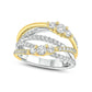 1.0 CT. T.W. Natural Diamond Multi-Row Crossover Split Shank Ring in Solid 10K Two-Tone Gold