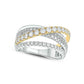 1.5 CT. T.W. Natural Diamond Multi-Row Crossover Split Shank Ring in Solid 10K Two-Tone Gold