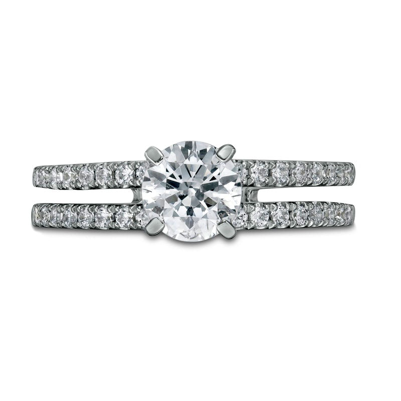 1.25 CT. T.W. Natural Diamond Split Shank Engagement Ring in Solid 14K White Gold (I/I2)