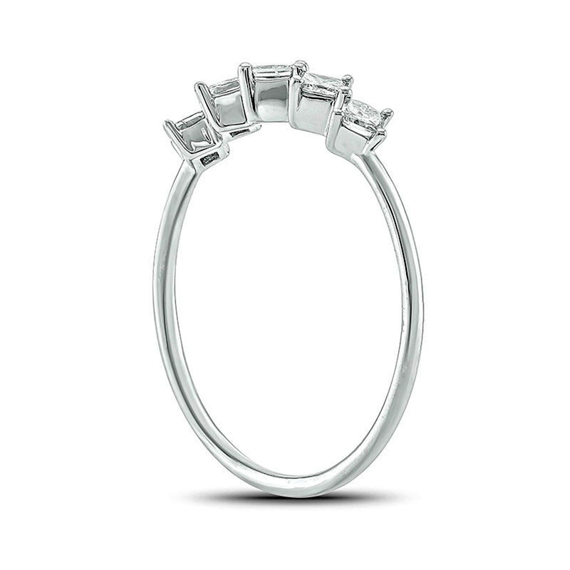 0.33 CT. T.W. Princess-Cut Tilted Five Stone Ring in Solid 10K White Gold