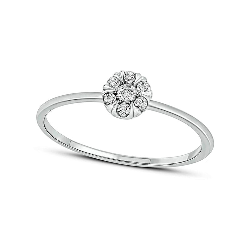 0.10 CT. T.W. Composite Natural Diamond Flower Promise Ring in Solid 10K White Gold