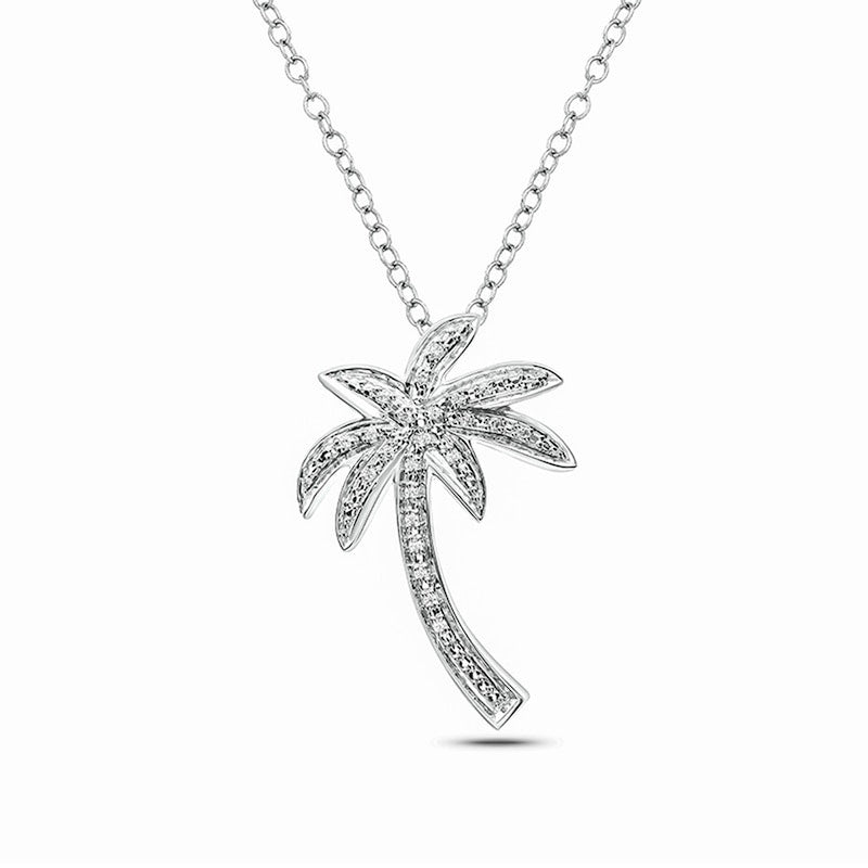 0.05 CT. T.W. Natural Diamond Palm Tree Pendant in Sterling Silver