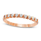 0.25 CT. T.W. Natural Diamond and Alternating Sideways Hearts Stackable Band in Solid 10K Rose Gold