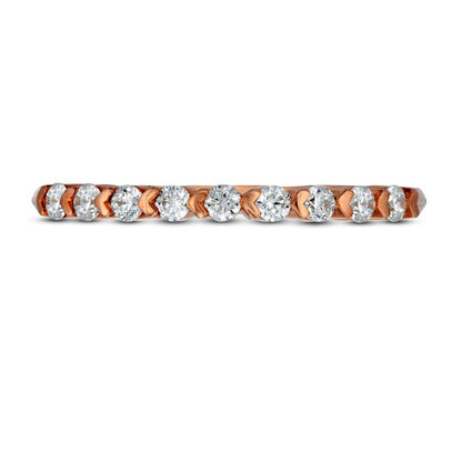 0.25 CT. T.W. Natural Diamond and Alternating Sideways Hearts Stackable Band in Solid 10K Rose Gold