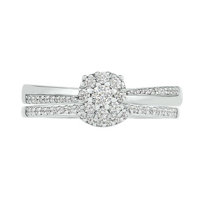 0.33 CT. T.W. Composite Natural Diamond Bridal Engagement Ring Set in Solid 10K White Gold