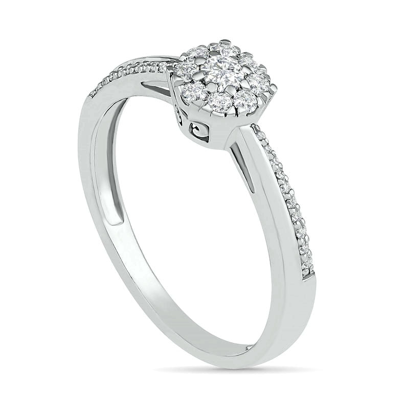 0.33 CT. T.W. Composite Natural Diamond Bridal Engagement Ring Set in Solid 10K White Gold