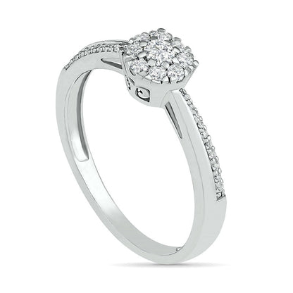 0.33 CT. T.W. Composite Natural Diamond Bridal Engagement Ring Set in Solid 10K White Gold