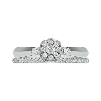 0.33 CT. T.W. Composite Natural Diamond Bridal Engagement Ring Set in Solid 10K White Gold