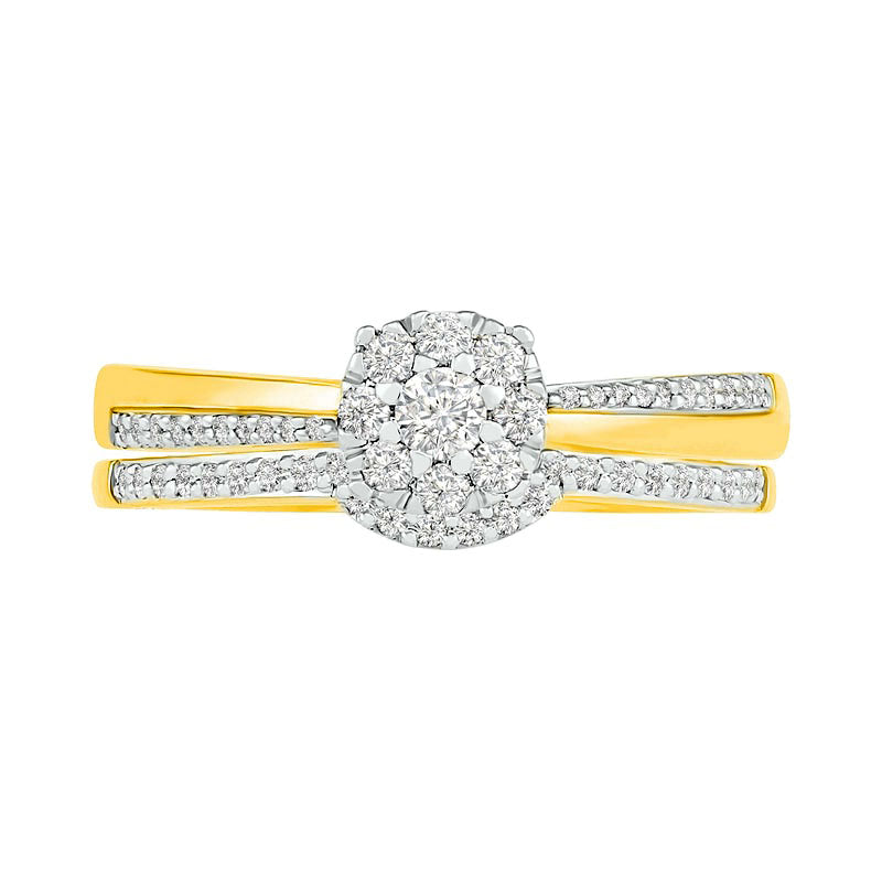 0.33 CT. T.W. Composite Natural Diamond Bridal Engagement Ring Set in Solid 10K Yellow Gold