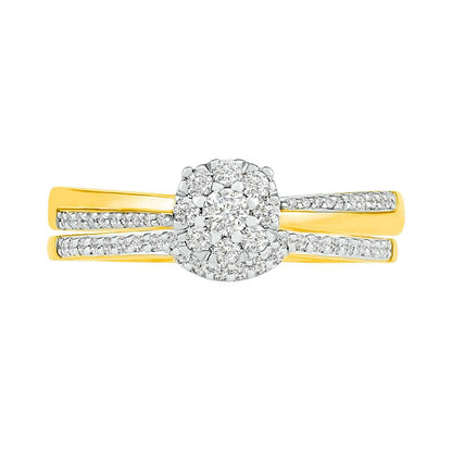 0.33 CT. T.W. Composite Natural Diamond Bridal Engagement Ring Set in Solid 10K Yellow Gold