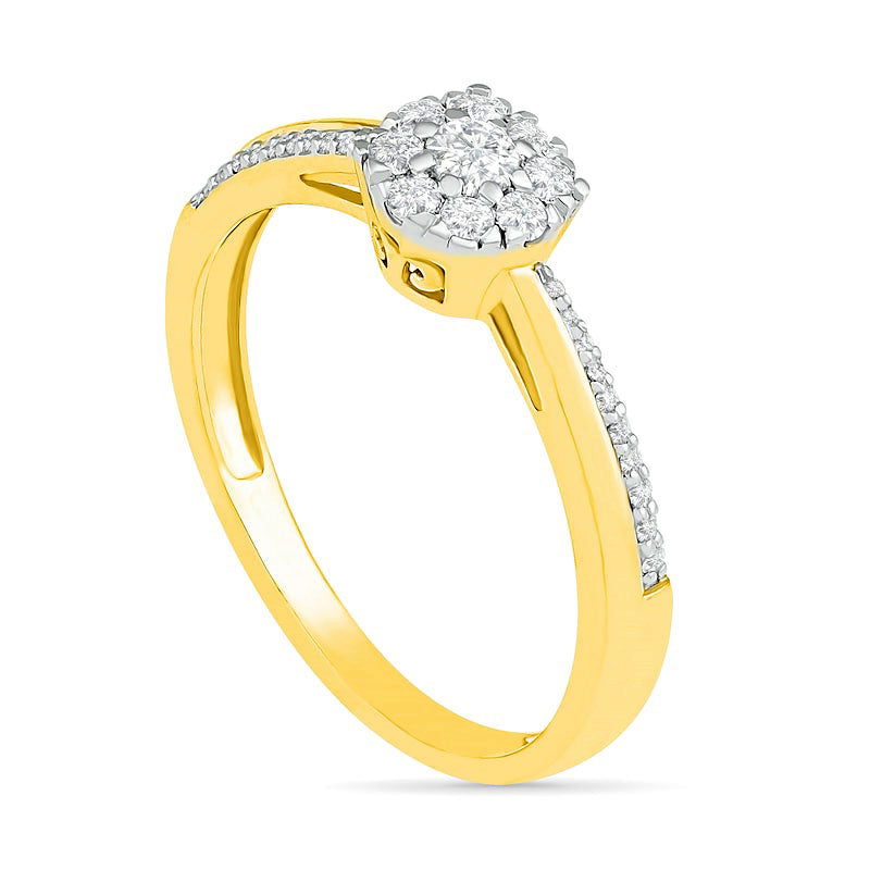 0.33 CT. T.W. Composite Natural Diamond Bridal Engagement Ring Set in Solid 10K Yellow Gold