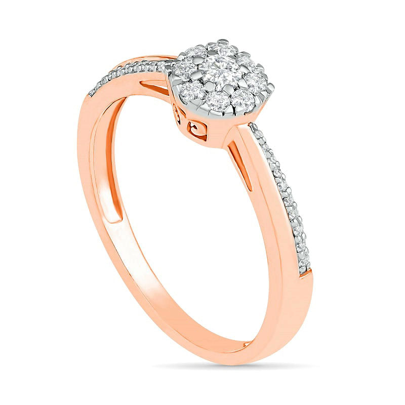 0.33 CT. T.W. Composite Natural Diamond Bridal Engagement Ring Set in Solid 10K Rose Gold