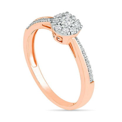 0.33 CT. T.W. Composite Natural Diamond Bridal Engagement Ring Set in Solid 10K Rose Gold