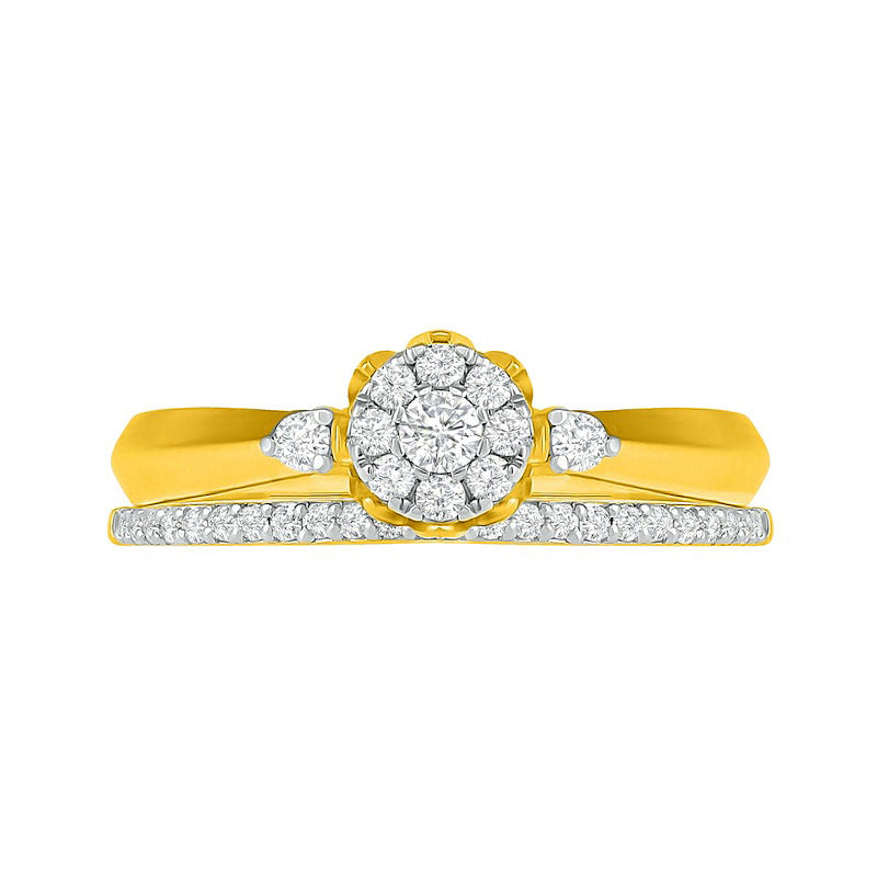 0.33 CT. T.W. Composite Natural Diamond Bridal Engagement Ring Set in Solid 10K Yellow Gold
