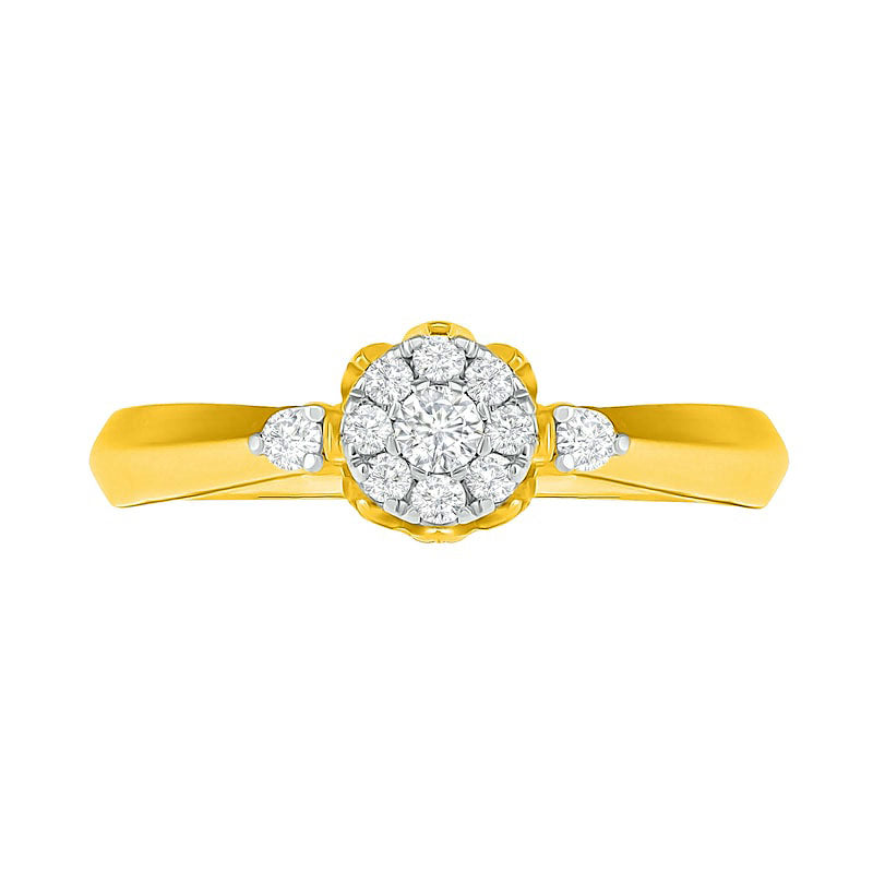 0.33 CT. T.W. Composite Natural Diamond Bridal Engagement Ring Set in Solid 10K Yellow Gold