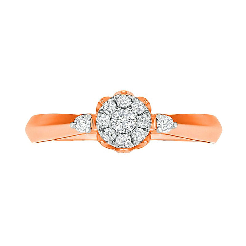0.33 CT. T.W. Composite Natural Diamond Bridal Engagement Ring Set in Solid 10K Rose Gold