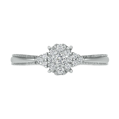 0.25 CT. T.W. Natural Diamond Antique Vintage-Style Scallop Shank Bridal Engagement Ring Set in Sterling Silver