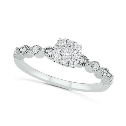 0.38 CT. T.W. Composite Natural Diamond Antique Vintage-Style Bridal Engagement Ring Set in Solid 10K White Gold
