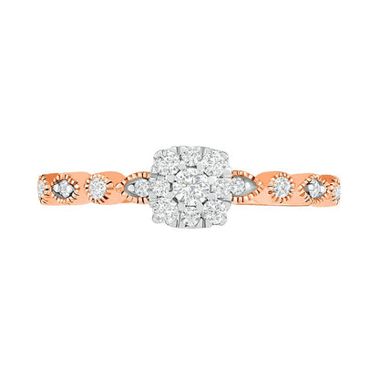 0.38 CT. T.W. Composite Natural Diamond Antique Vintage-Style Alternating Bridal Engagement Ring Set in Solid 10K Rose Gold